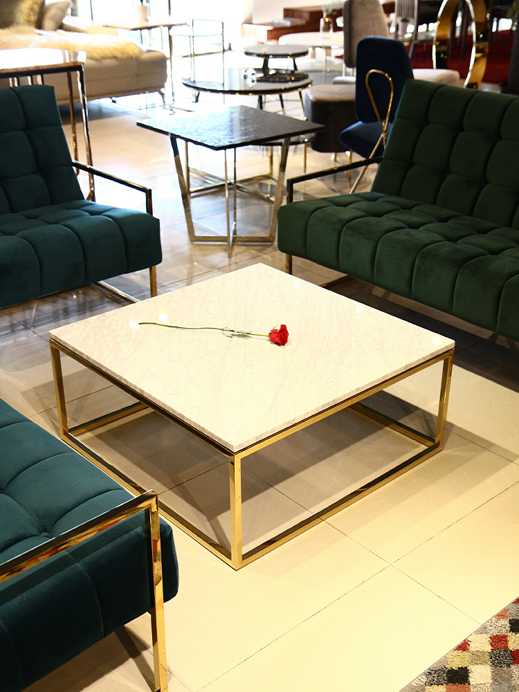 이태리 천연 대리석 세라믹 실버 골드 거실 소파 테이블 CT02 / 비앙코카라라 CL138