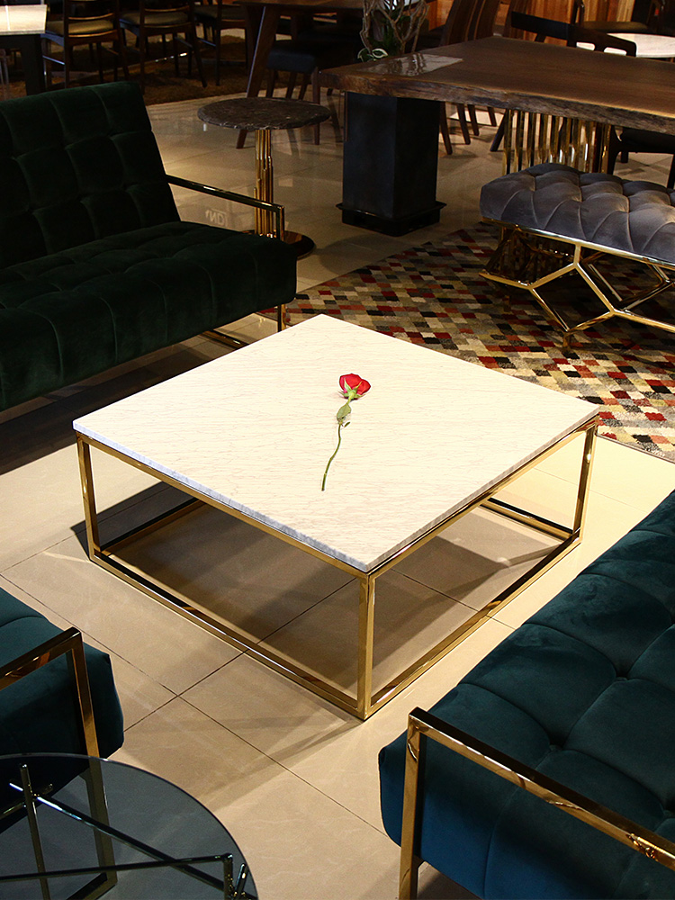 이태리 천연 대리석 세라믹 실버 골드 거실 소파 테이블 CT02 / 비앙코카라라 CL138