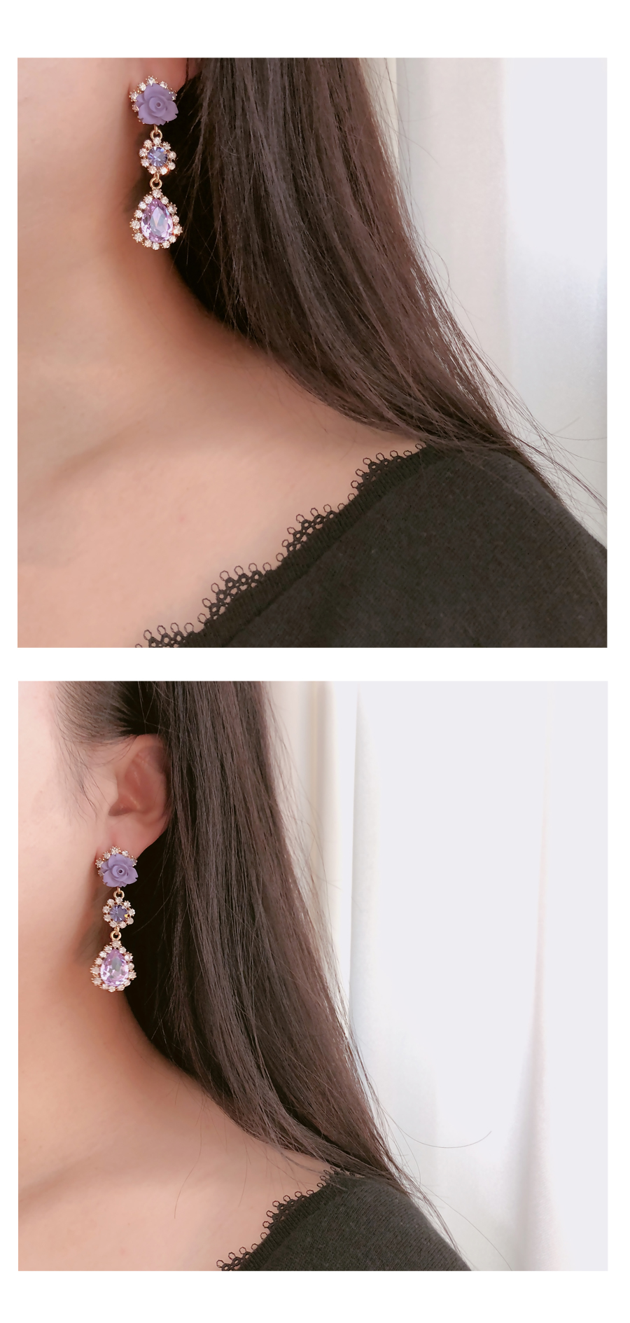 <b><p>Violet flower Drop Earrings Silv ea Bd Lo</p></b><b><p>バイオレット フラワー ドロップイヤリング ウンチム ボールド ロが キュービック</p></b><br /><br /><p align='center'>
