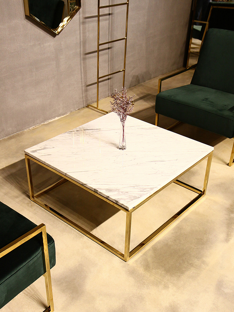 이태리 천연 대리석 세라믹 실버 골드 거실 소파 테이블 CT02 / 비앙코카라라 CL138