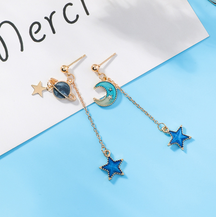 <b><p>spring star ea Date Drop 2 ecies Moon blue</p></b><b><p>春 別 イヤリング デート ドロップ 2種 月のグ ブルー アンバランス 惑星 夜空</p></b><br /><br /><p align='center'>