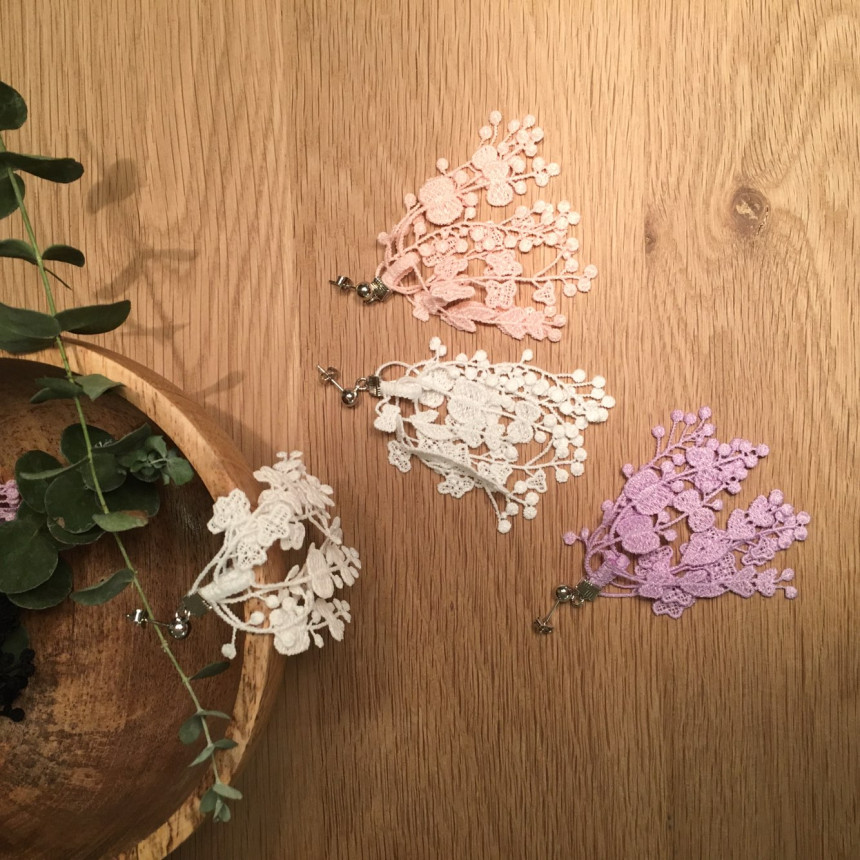 <b><p>You Girl race Drop Earrings 4color ea mantic</p></b><b><p>ユアガール レース ドロップイヤリング 4色 ロマンチック 女性 コーディネート</p></b><br /><br /><p align='center'>