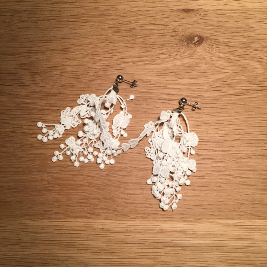 <b><p>You Girl race Drop Earrings 4color ea mantic</p></b><b><p>ユアガール レース ドロップイヤリング 4色 ロマンチック 女性 コーディネート</p></b><br /><br /><p align='center'>