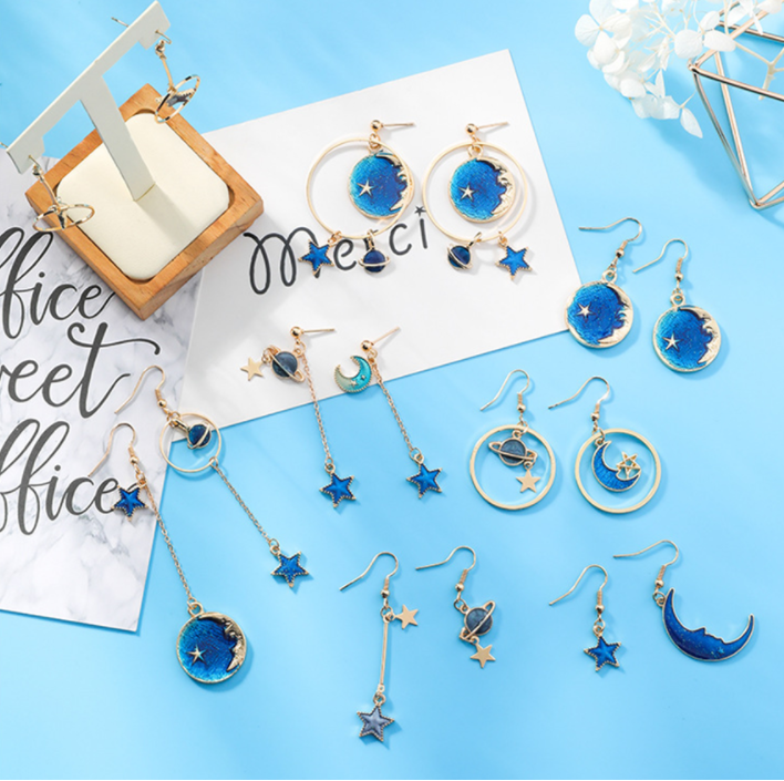 <b><p>spring star ea Date Drop 2 ecies Moon blue</p></b><b><p>春 別 イヤリング デート ドロップ 2種 月のグ ブルー アンバランス 惑星 夜空</p></b><br /><br /><p align='center'>