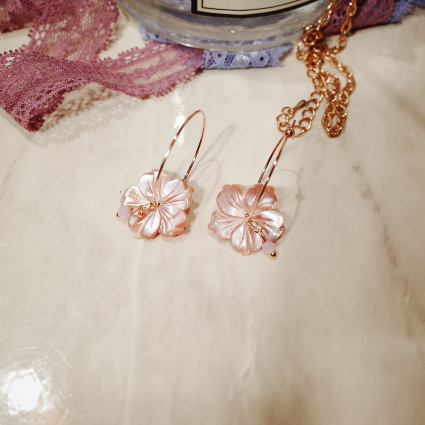 <b><p>Self-made_real Mother-Daughter Cry Blossom</p></b><b><p>自主制作_リアル 螺鈿 桜 リングピアス</p></b><br /><br /><p align='center'>