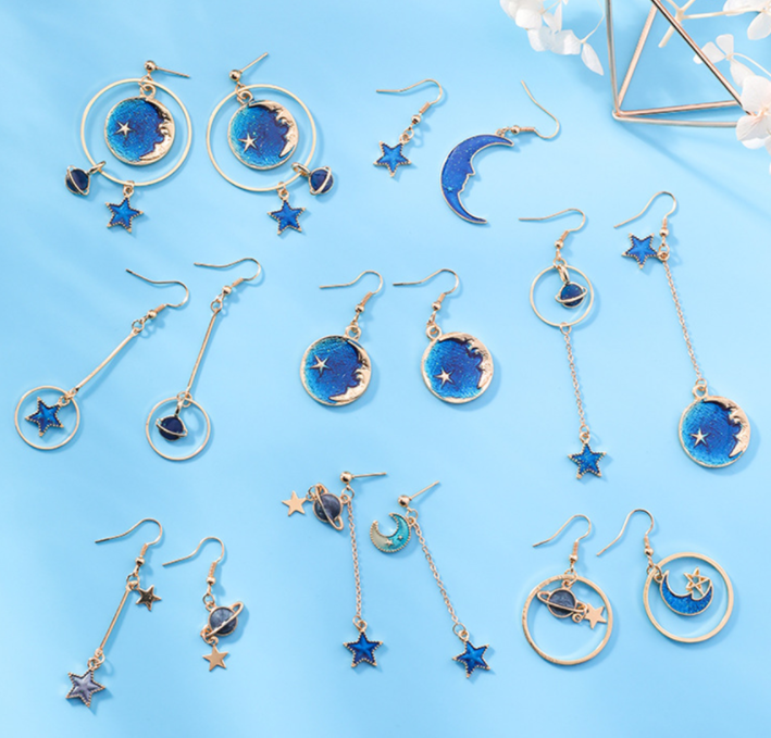 <b><p>spring star ea Date Drop 2 ecies Moon blue</p></b><b><p>春 別 イヤリング デート ドロップ 2種 月のグ ブルー アンバランス 惑星 夜空</p></b><br /><br /><p align='center'>