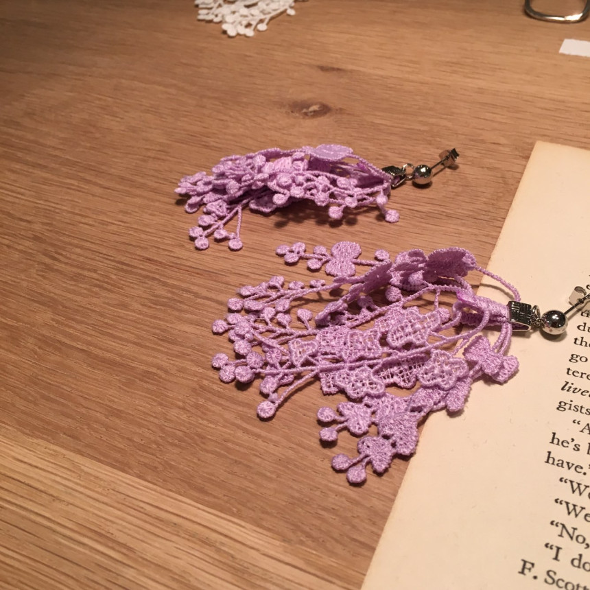 <b><p>You Girl race Drop Earrings 4color ea mantic</p></b><b><p>ユアガール レース ドロップイヤリング 4色 ロマンチック 女性 コーディネート</p></b><br /><br /><p align='center'>