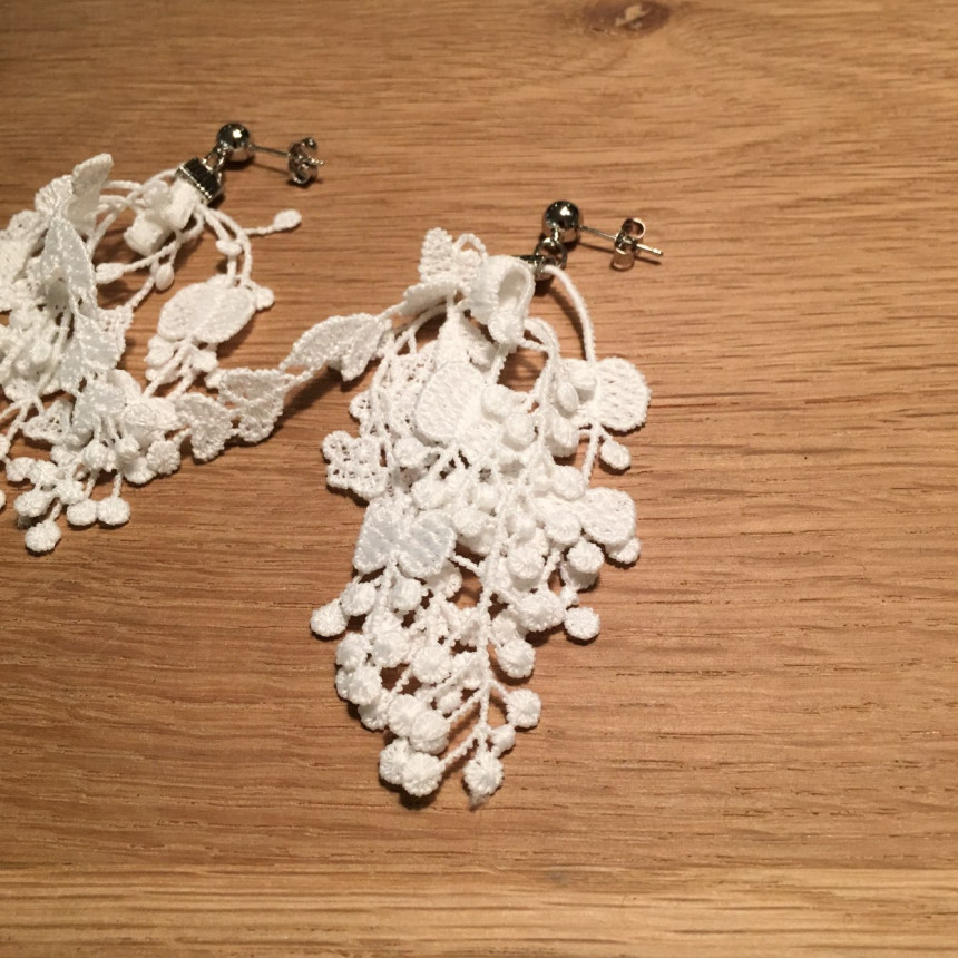 <b><p>You Girl race Drop Earrings 4color ea mantic</p></b><b><p>ユアガール レース ドロップイヤリング 4色 ロマンチック 女性 コーディネート</p></b><br /><br /><p align='center'>