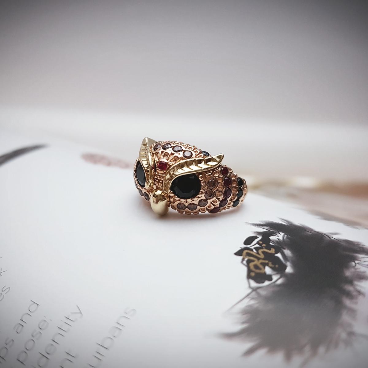 <b><p>Wealth symbol owl ring Gden Ve 14K Woman</p></b><b><p>富の象徴 フクロウ リング ゴールデンバイン 14K 女性 20代 ファッション</p></b><br /><br /><p align='center'>