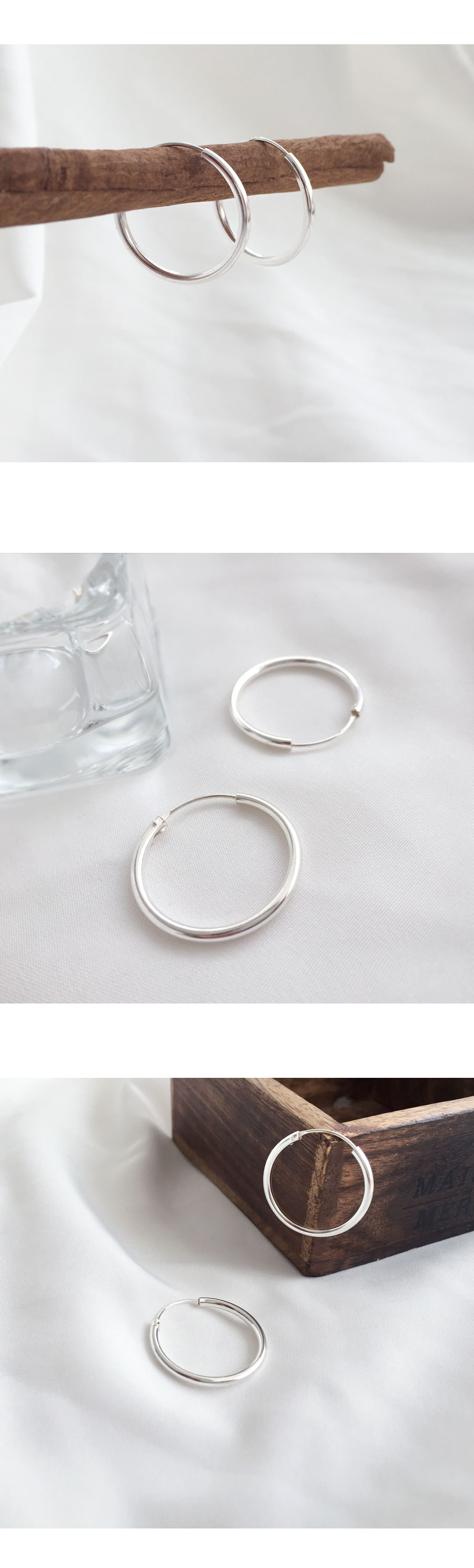 <b><p>basic Silver fing earrs species Vwab Women's</p></b><b><p>基本 ベーシック ウンチム リングピアス 3種 ビュレプ 女性のアクセサリー シルバー</p></b><br /><br /><p align='center'>