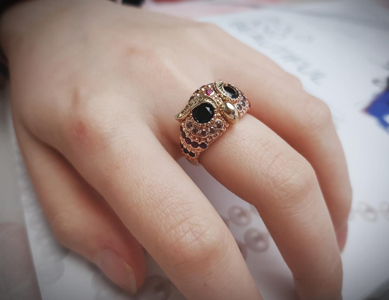<b><p>Wealth symbol owl ring Gden Ve 14K Woman</p></b><b><p>富の象徴 フクロウ リング ゴールデンバイン 14K 女性 20代 ファッション</p></b><br /><br /><p align='center'>