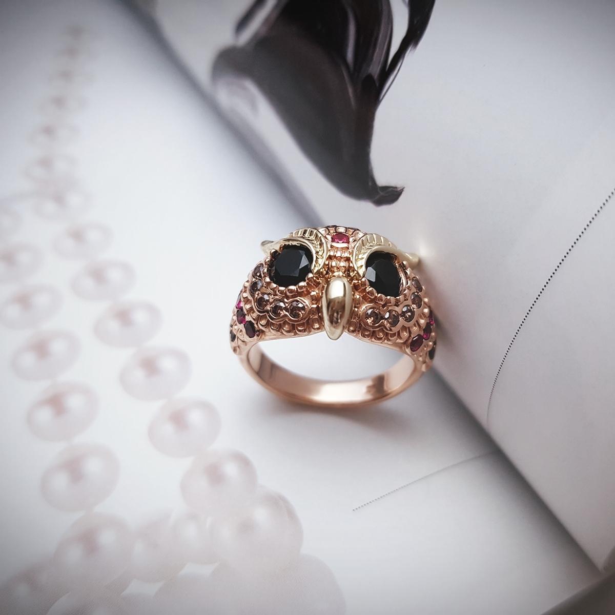 <b><p>Wealth symbol owl ring Gden Ve 14K Woman</p></b><b><p>富の象徴 フクロウ リング ゴールデンバイン 14K 女性 20代 ファッション</p></b><br /><br /><p align='center'>