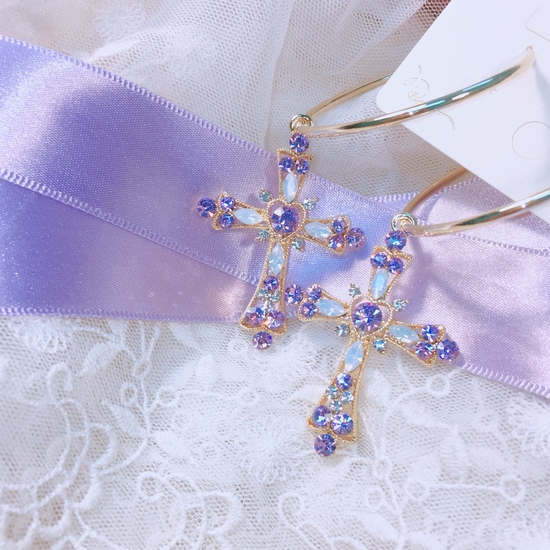 <b><p>Saturn The Cross earring Good pot cycle Bl-bl</p></b><b><p>サターン クロス イヤリング ポイントサイクル良い ケバケバした ユニークアクセサリー</p></b><br /><br /><p align='center'>