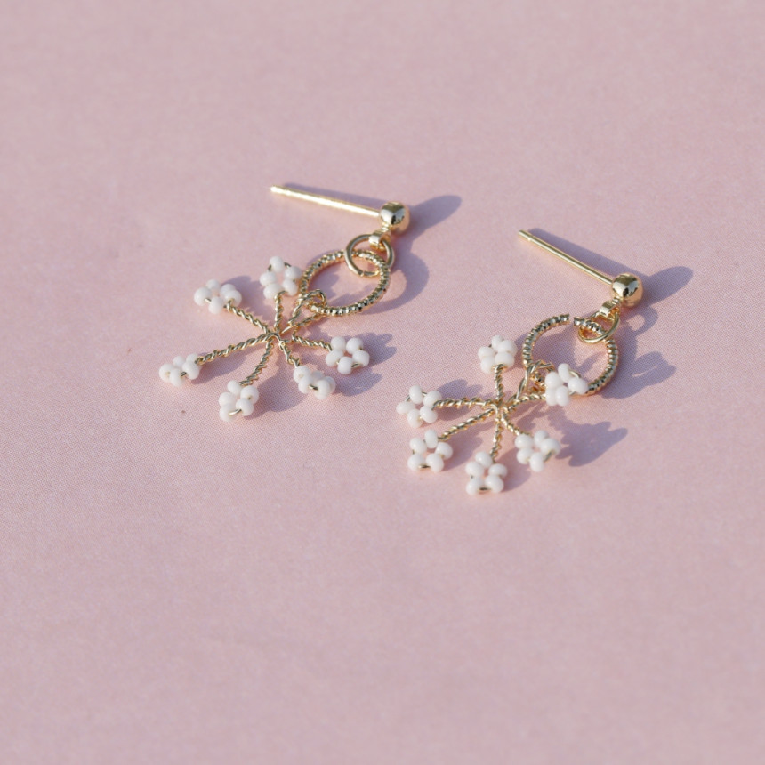 <b><p>Cherry Blossom Mini rg Fw eags Drop handmade</p></b><b><p>桜 ミニリング 花のイヤ ドロップ ハンドメイド ビーズ 派手な 芸能人</p></b><br /><br /><p align='center'>