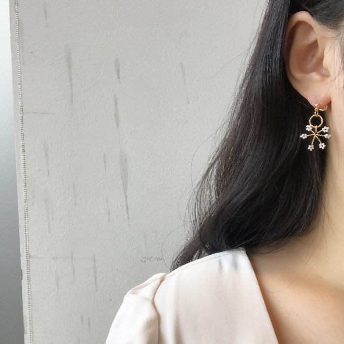 <b><p>Cherry Blossom Mini rg Fw eags Drop handmade</p></b><b><p>桜 ミニリング 花のイヤ ドロップ ハンドメイド ビーズ 派手な 芸能人</p></b><br /><br /><p align='center'>