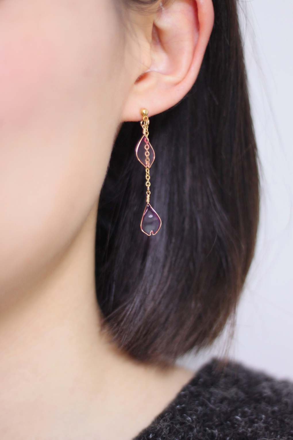 <b><p>Cherry leaf Long Drop Ear Girlfriend gift</p></b><b><p>桜の葉 ロング ドロップ イヤリ グィチ ガールフレンドの贈り物 自主制作 ホワイトデー</p></b><br /><br /><p align='center'>