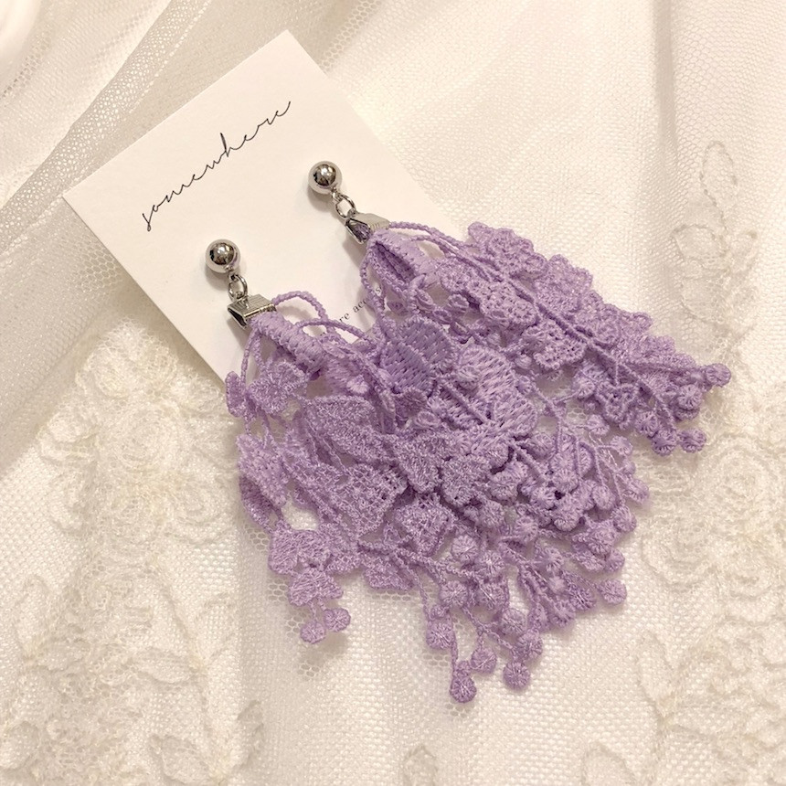 <b><p>Violet race Drop earring c617 ult White Sky</p></b><b><p>バイオレット レース ドロップイヤリング acc617 超 ホワイト ゆらゆら ヨリヨリた</p></b><br /><br /><p align='center'>