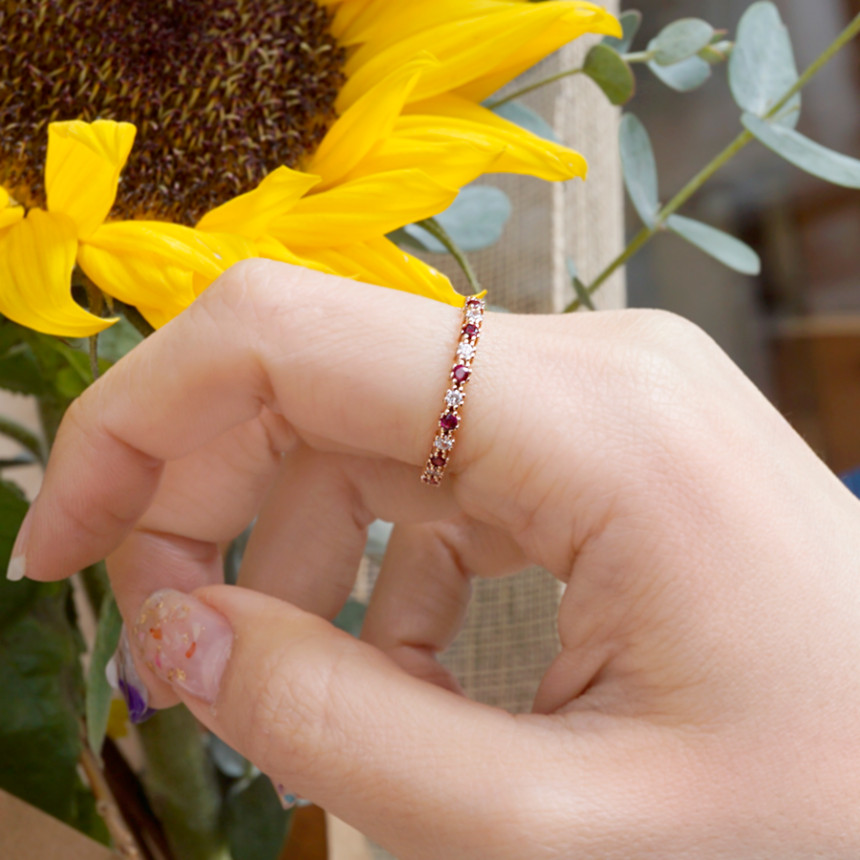 <b><p>Rose Gd patrn cor Ruby Cic Guard ring Luxuous</p></b><b><p>ローズゴールド パターン カラー ルビー キュービック ガードリング 高級感のあるアクセサリー</p></b><br /><br /><p align='center'>