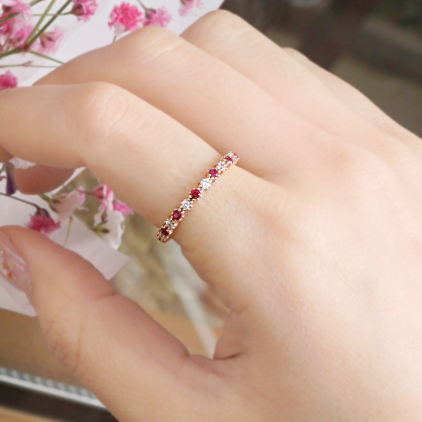<b><p>Rose Gd patrn cor Ruby Cic Guard ring Luxuous</p></b><b><p>ローズゴールド パターン カラー ルビー キュービック ガードリング 高級感のあるアクセサリー</p></b><br /><br /><p align='center'>