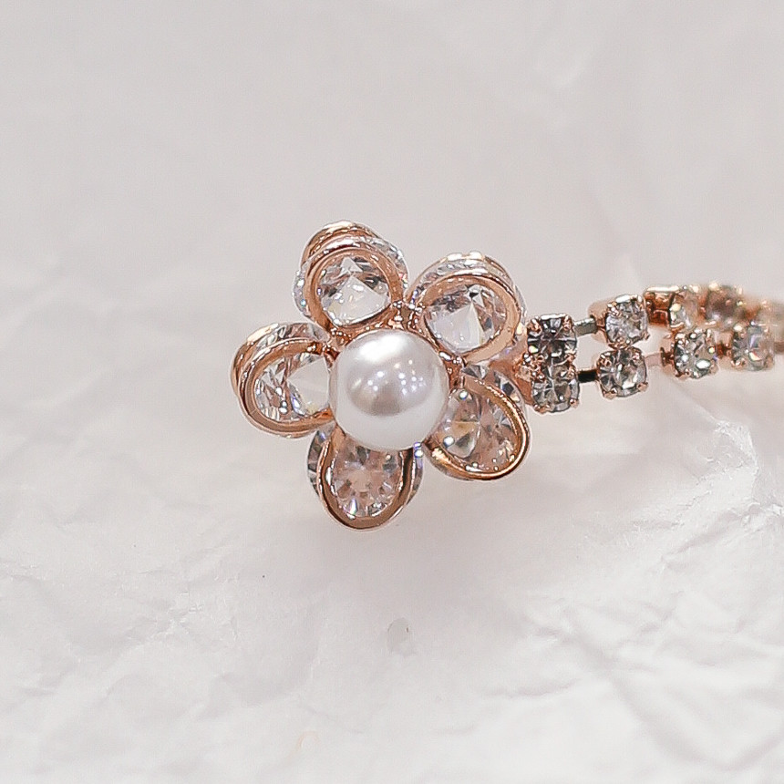 <b><p>Spring Flowers Rose Gold Two-le cubic ear</p></b><b><p>春の花 ローズゴールド 二行キュービック イヤリング モダンファッション ケバケバ</p></b><br /><br /><p align='center'>