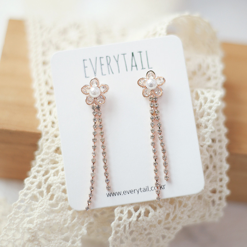 <b><p>Spring Flowers Rose Gold Two-le cubic ear</p></b><b><p>春の花 ローズゴールド 二行キュービック イヤリング モダンファッション ケバケバ</p></b><br /><br /><p align='center'>