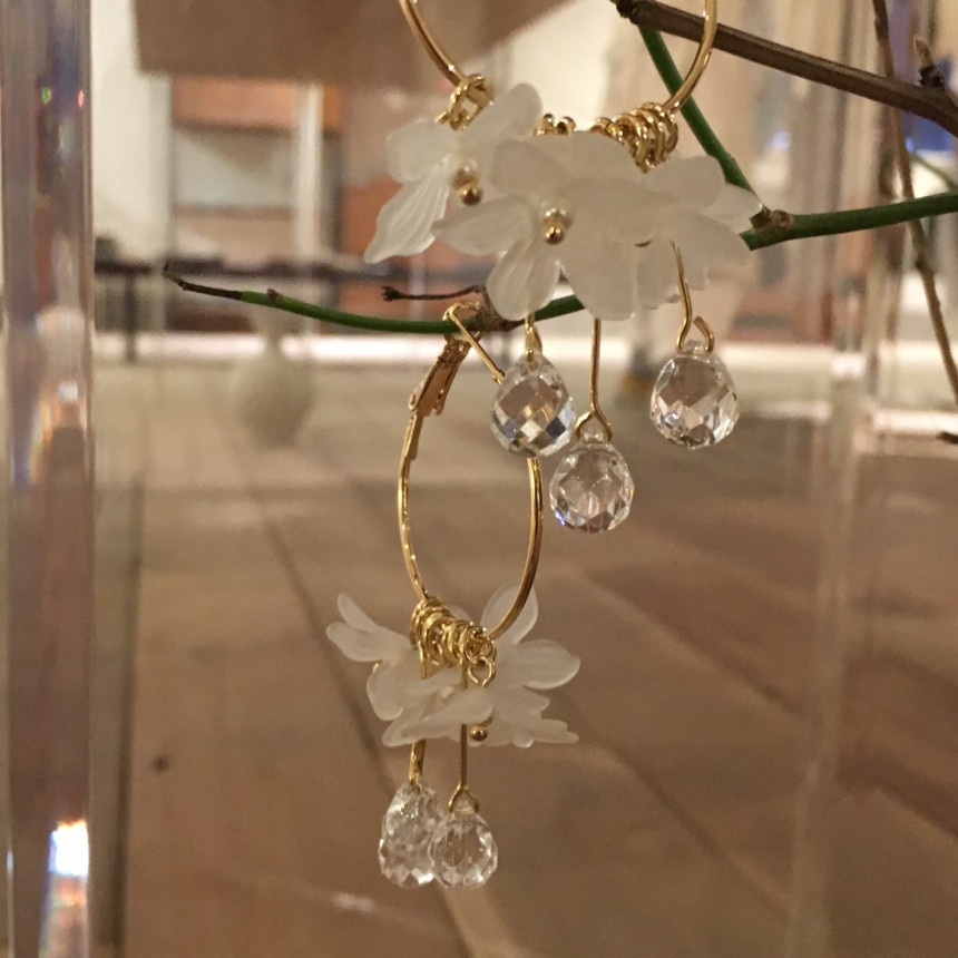 <b><p>harmony flower Glass Drop Ring daily pot</p></b><b><p>ハーモニー フラワー グラス ドロップ リングピアス デイリー ポイント 結婚式の祝賀客ルックコーデ</p></b><br /><br /><p align='center'>