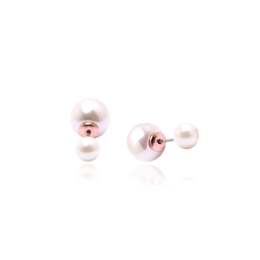 <b><p>Pink gold double Pearl rg</p></b><b><p>ピンクゴールド ダブル 真珠 イヤリング</p></b><br /><br /><p align='center'>