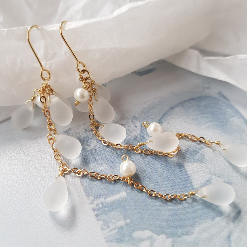 <b><p>Piace water drop chain Earrgs Female coordion</p></b><b><p>ピア歳 水滴 チェーン ドロップイヤリング 女性コーディネート フェミニンな感性ムード</p></b><br /><br /><p align='center'>