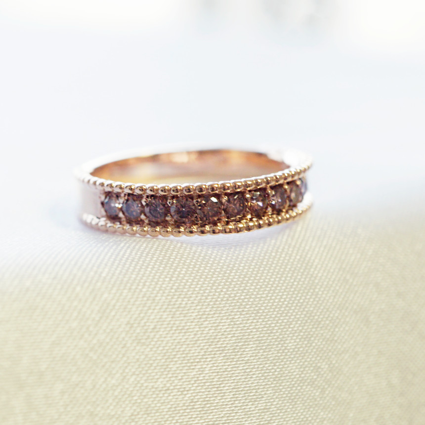 <b><p>14k gold rose Cognac Cubic side Round ring</p></b><b><p>14k ゴールド ローズ コニャック キュービ サイド ドルイ リング 高級感のあるアクセサリー</p></b><br /><br /><p align='center'>