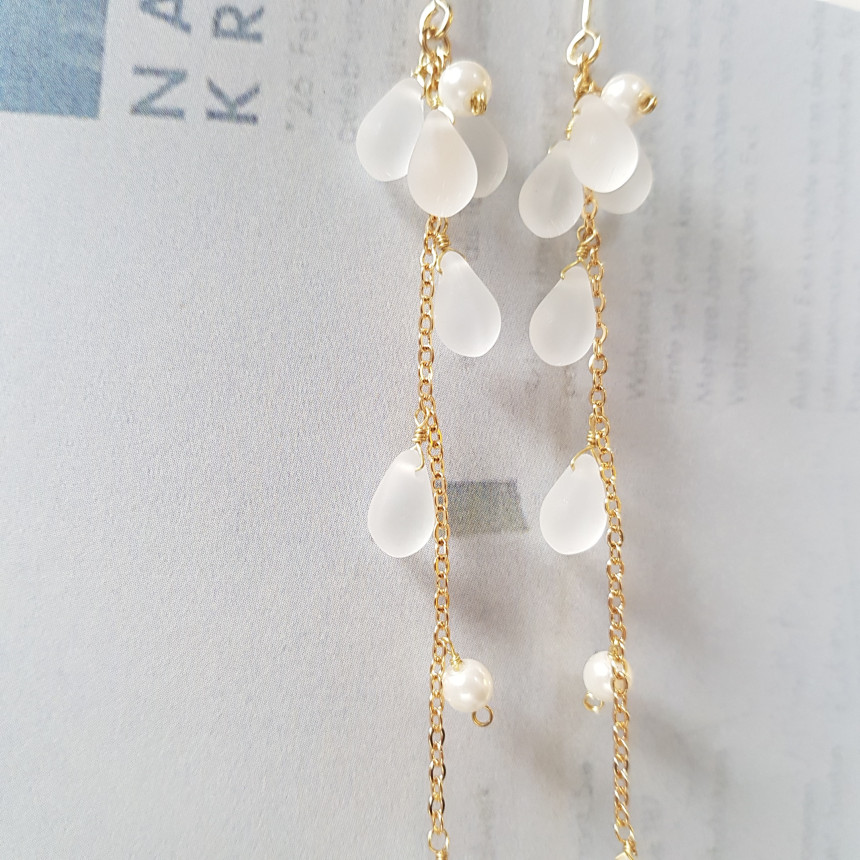 <b><p>Piace water drop chain Earrgs Female coordion</p></b><b><p>ピア歳 水滴 チェーン ドロップイヤリング 女性コーディネート フェミニンな感性ムード</p></b><br /><br /><p align='center'>