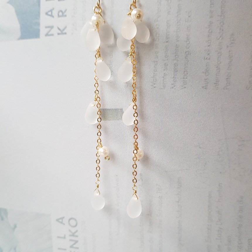 <b><p>Piace water drop chain Earrgs Female coordion</p></b><b><p>ピア歳 水滴 チェーン ドロップイヤリング 女性コーディネート フェミニンな感性ムード</p></b><br /><br /><p align='center'>