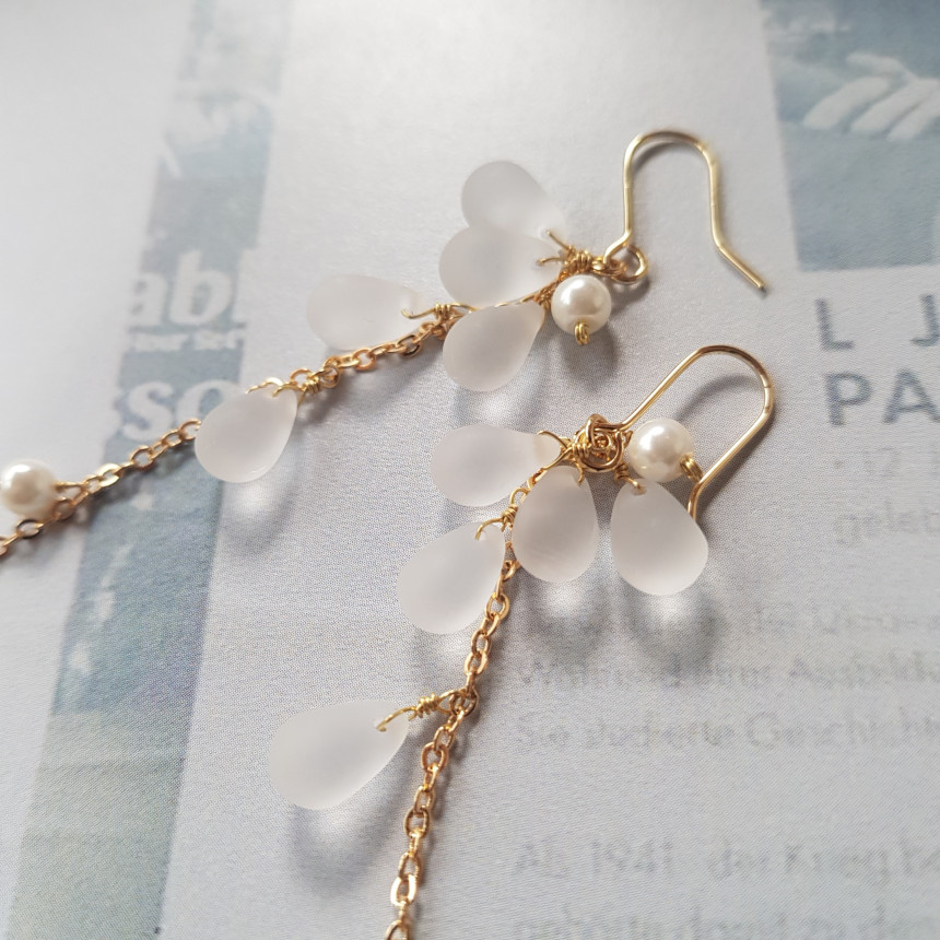 <b><p>Piace water drop chain Earrgs Female coordion</p></b><b><p>ピア歳 水滴 チェーン ドロップイヤリング 女性コーディネート フェミニンな感性ムード</p></b><br /><br /><p align='center'>