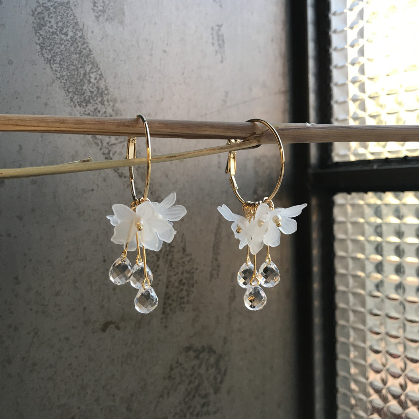 <b><p>harmony flower Glass Drop Ring daily pot</p></b><b><p>ハーモニー フラワー グラス ドロップ リングピアス デイリー ポイント 結婚式の祝賀客ルックコーデ</p></b><br /><br /><p align='center'>