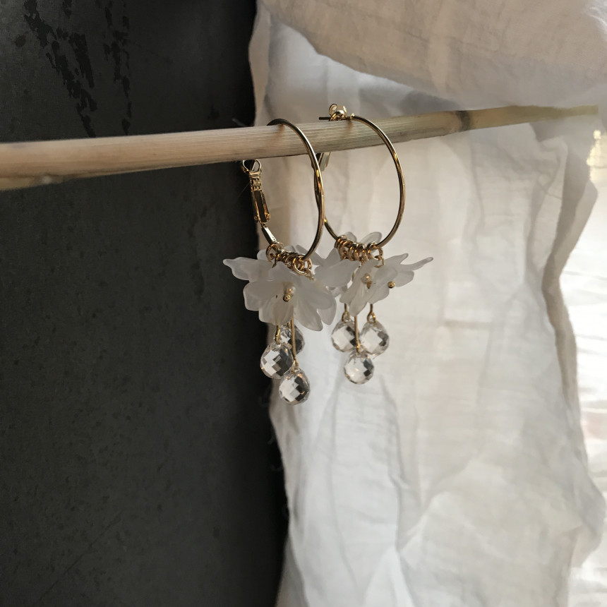 <b><p>harmony flower Glass Drop Ring daily pot</p></b><b><p>ハーモニー フラワー グラス ドロップ リングピアス デイリー ポイント 結婚式の祝賀客ルックコーデ</p></b><br /><br /><p align='center'>