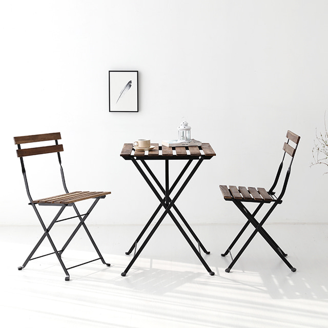 BENPICA 접이식테이블 아카시아 0005.6682 + BENPICA 접이식의자 아카시아 5385.9674  2개 2인세트