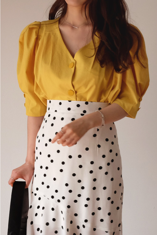 <b><p>Mermaid dot Dripping Bend Lo skirt pattn</p></b><b><p>マーメイド ドット 水玉 バンディング スカート パターン 夏 ゲスト 結婚式</p></b><br /><br /><p align='center'>