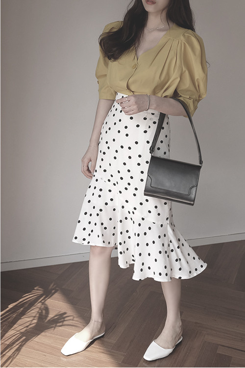 <b><p>Mermaid dot Dripping Bend Lo skirt pattn</p></b><b><p>マーメイド ドット 水玉 バンディング スカート パターン 夏 ゲスト 結婚式</p></b><br /><br /><p align='center'>