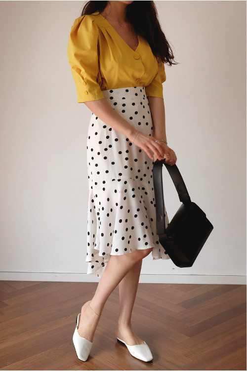 <b><p>Mermaid dot Dripping Bend Lo skirt pattn</p></b><b><p>マーメイド ドット 水玉 バンディング スカート パターン 夏 ゲスト 結婚式</p></b><br /><br /><p align='center'>