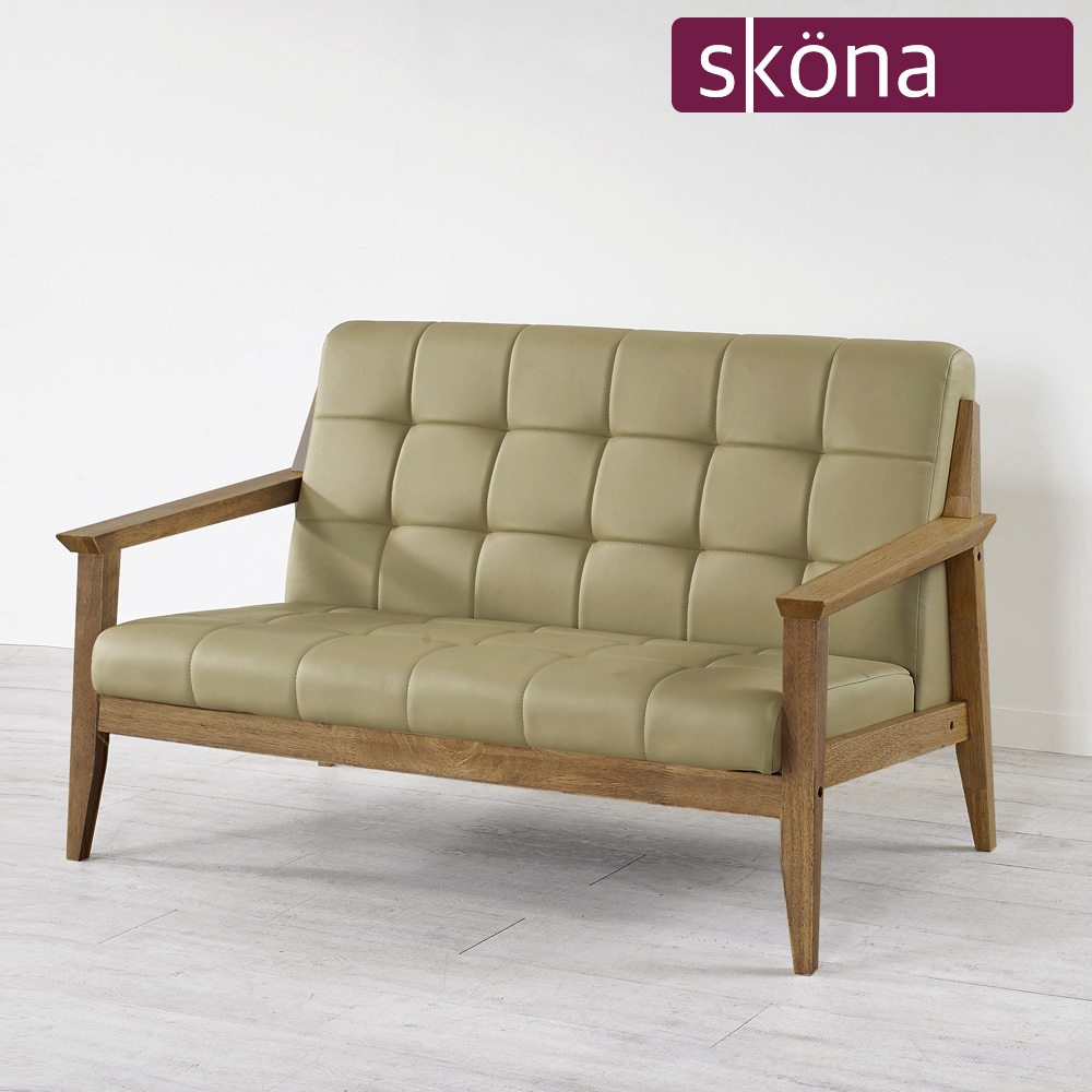 스코나 포르아 원목 가죽 2인 소파