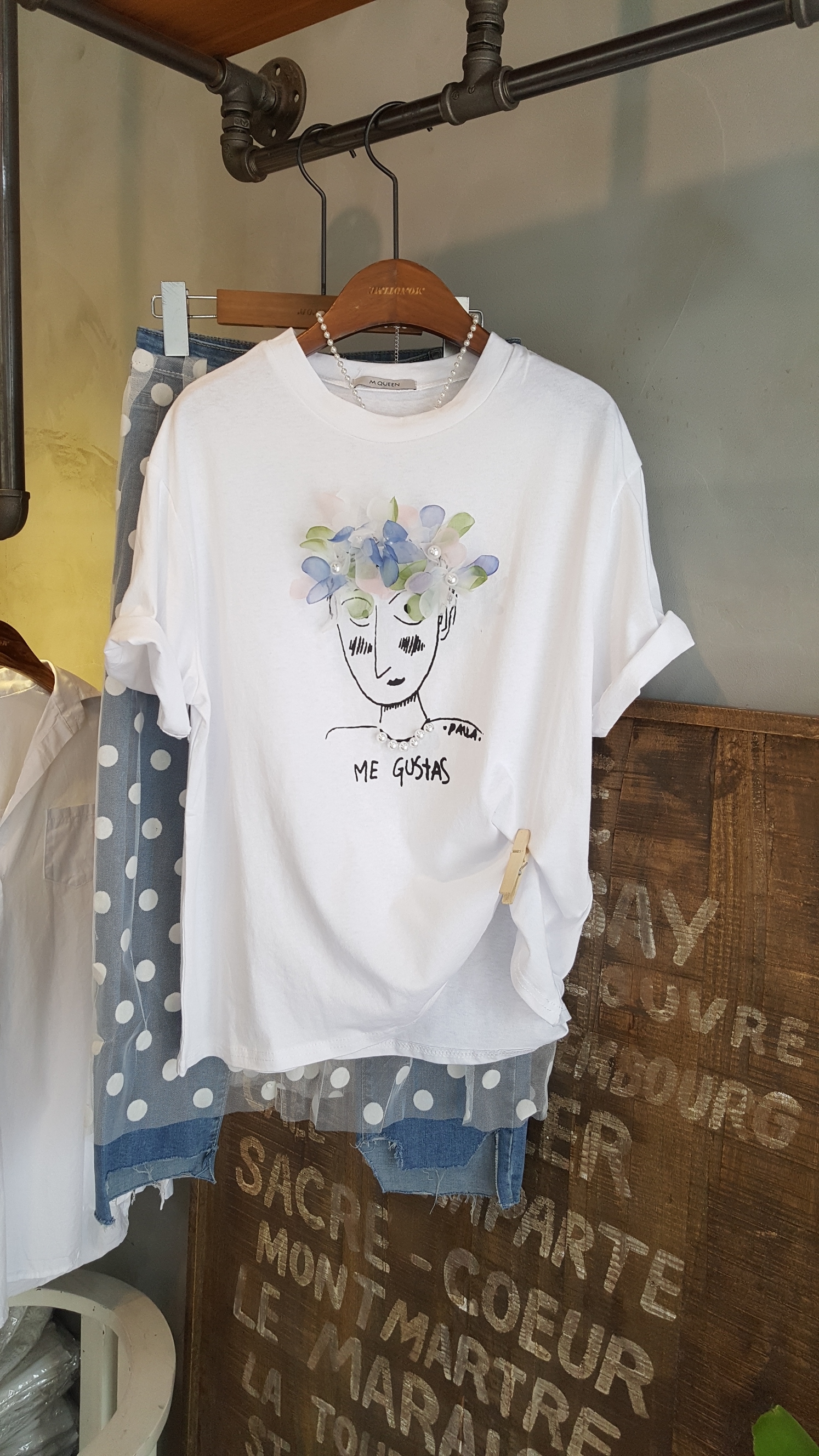 <b><p>Three-dimensional flower Pearl Short slves</p></b><b><p>立体花 真珠 半袖 Tシャツ 甘く甘く ユニーク 特別な日 外出 30代の女性 記念日</p></b><br /><br /><p align='center'>