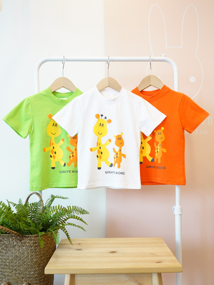 <b><p>giraffe Short sleeves T-sht col Nice touch</p></b><b><p>キリン 半袖 Tシャツ 3 色 肌触りの良い 姉妹ルックコーディネート 女の子 オルジプファッション</p></b><br /><br /><p align='center'>