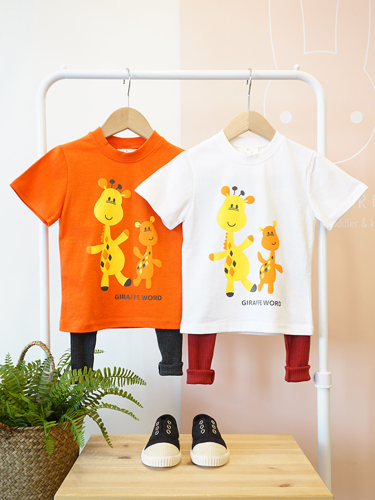 <b><p>giraffe Short sleeves T-sht col Nice touch</p></b><b><p>キリン 半袖 Tシャツ 3 色 肌触りの良い 姉妹ルックコーディネート 女の子 オルジプファッション</p></b><br /><br /><p align='center'>