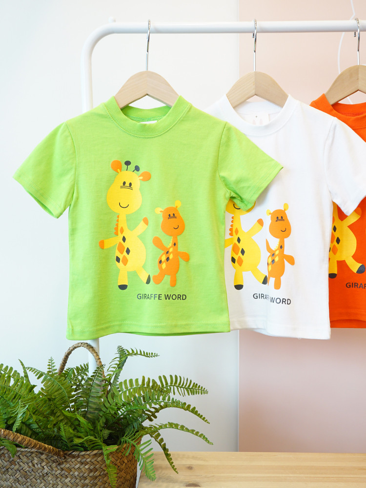 <b><p>giraffe Short sleeves T-sht col Nice touch</p></b><b><p>キリン 半袖 Tシャツ 3 色 肌触りの良い 姉妹ルックコーディネート 女の子 オルジプファッション</p></b><br /><br /><p align='center'>