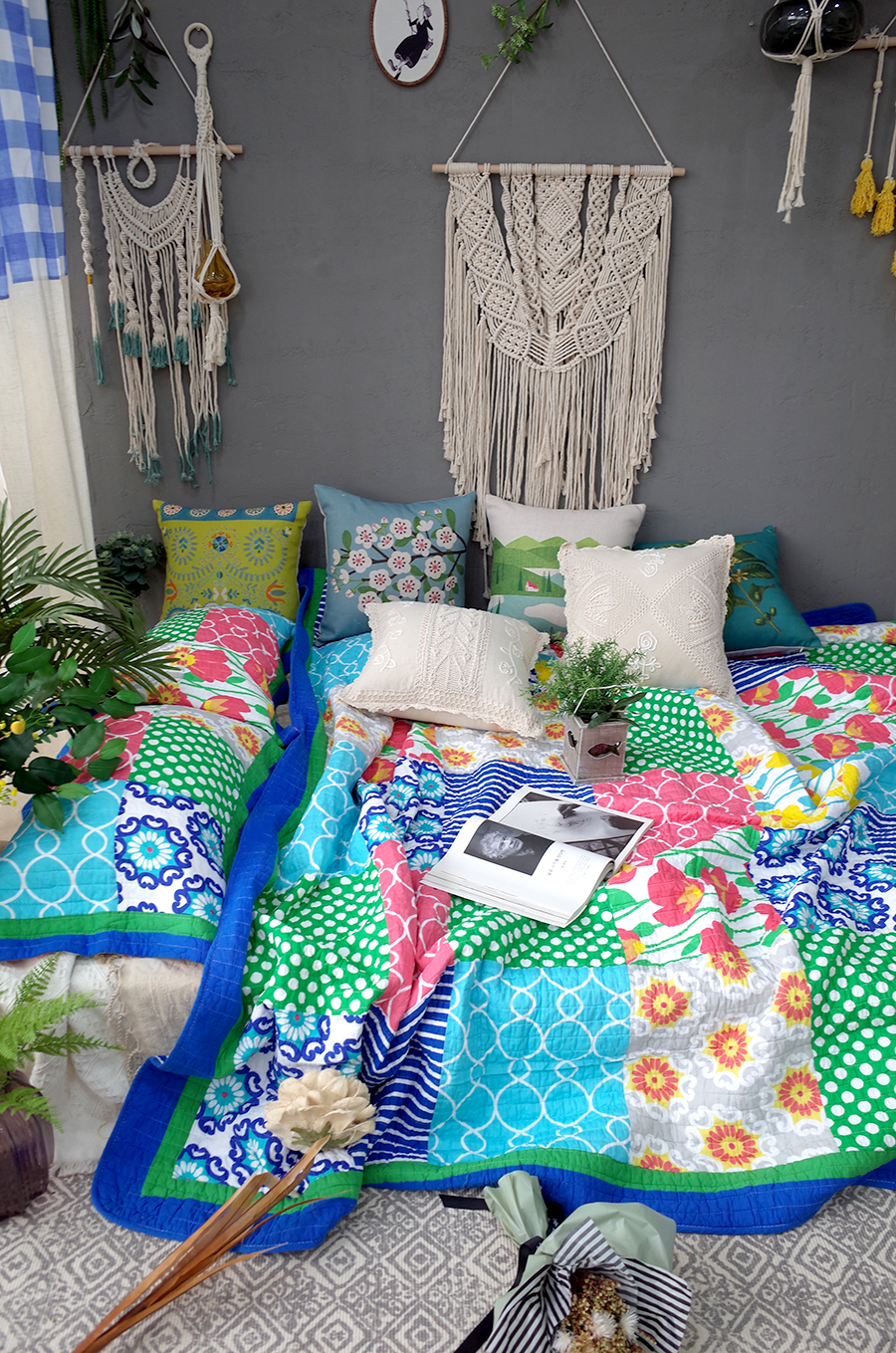 [블랑쉬]하와이 패치워크 퀄팅이불 겸 패드 베개커버SET (킹사이즈 이불1+베개커버2) BLANCHE HOUSE