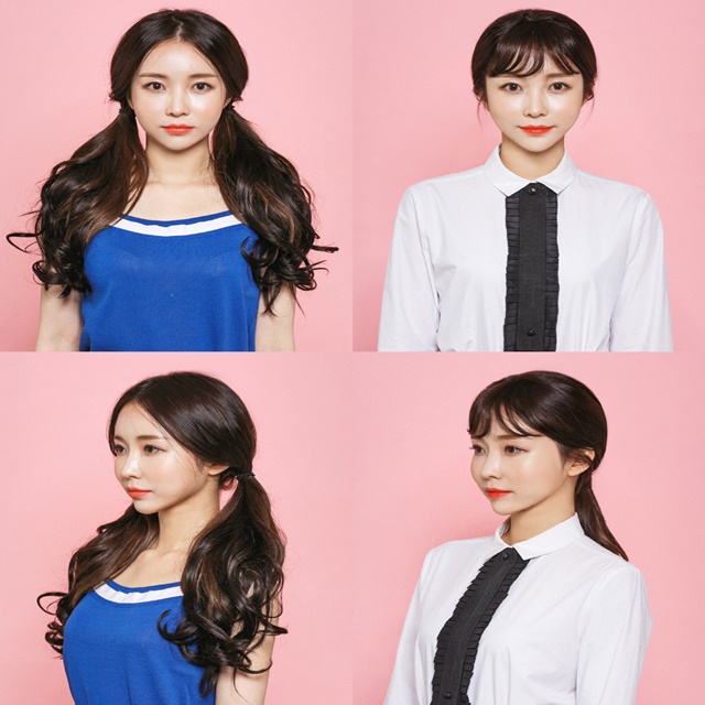 시스루앞머리 인모똑딱이 부분가발 고열사 믹스 베이직 이미지 6
