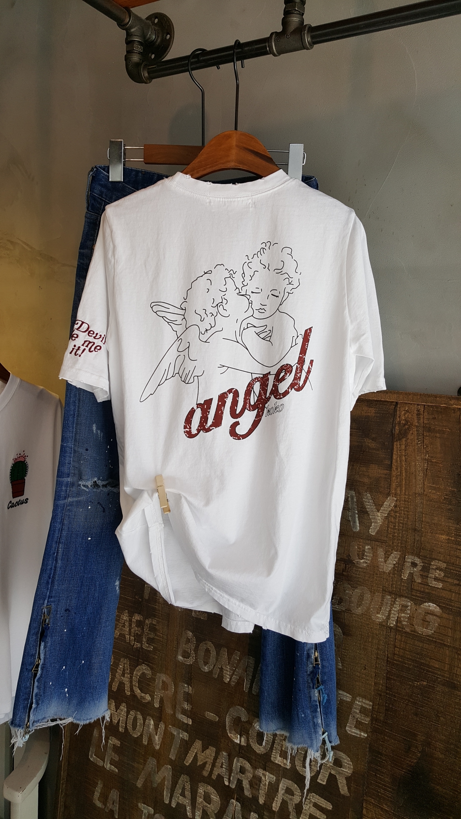 <b><p>Angel Letteri embroidy Short sleeves T-shi</p></b><b><p>エンジェル レタリング 刺繍 半袖 Tシャツ ガールフレンドコーディネート 断定</p></b><br /><br /><p align='center'>