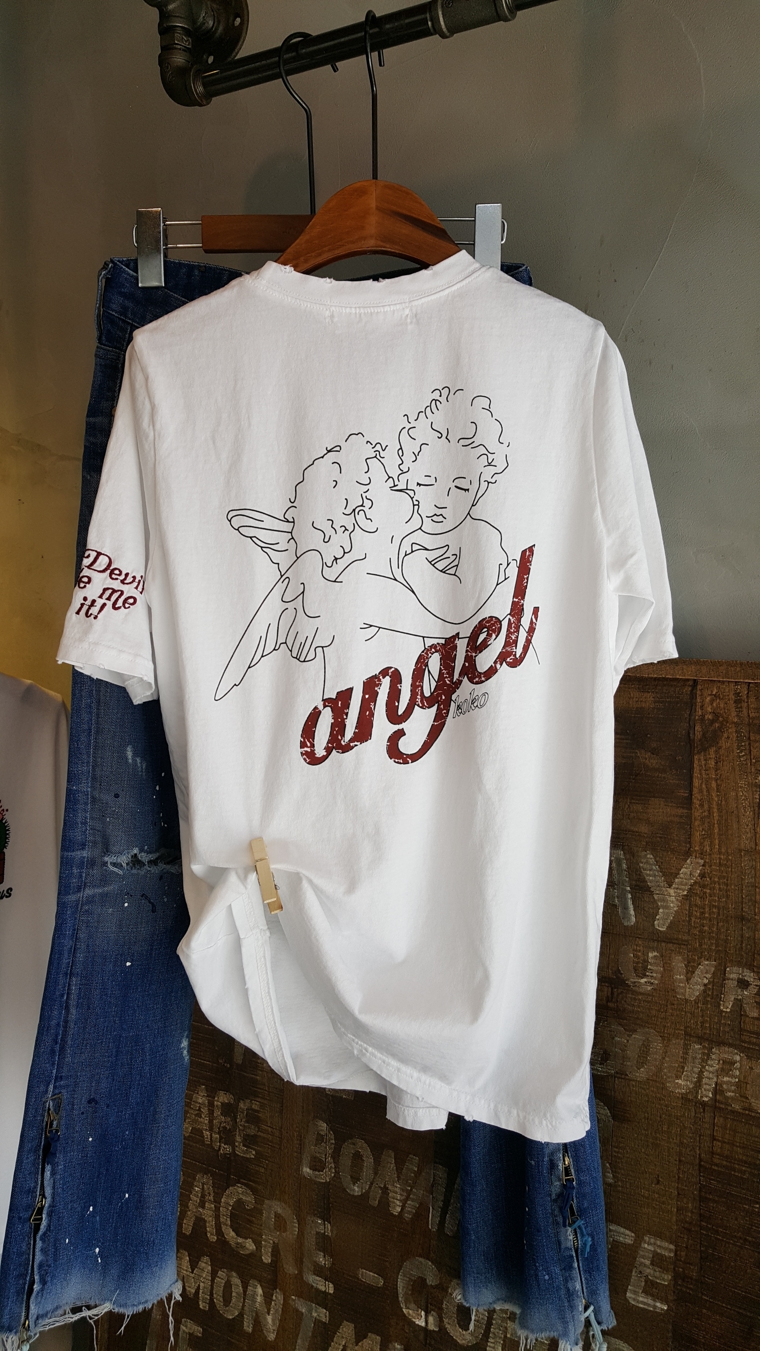 <b><p>Angel Letteri embroidy Short sleeves T-shi</p></b><b><p>エンジェル レタリング 刺繍 半袖 Tシャツ ガールフレンドコーディネート 断定</p></b><br /><br /><p align='center'>
