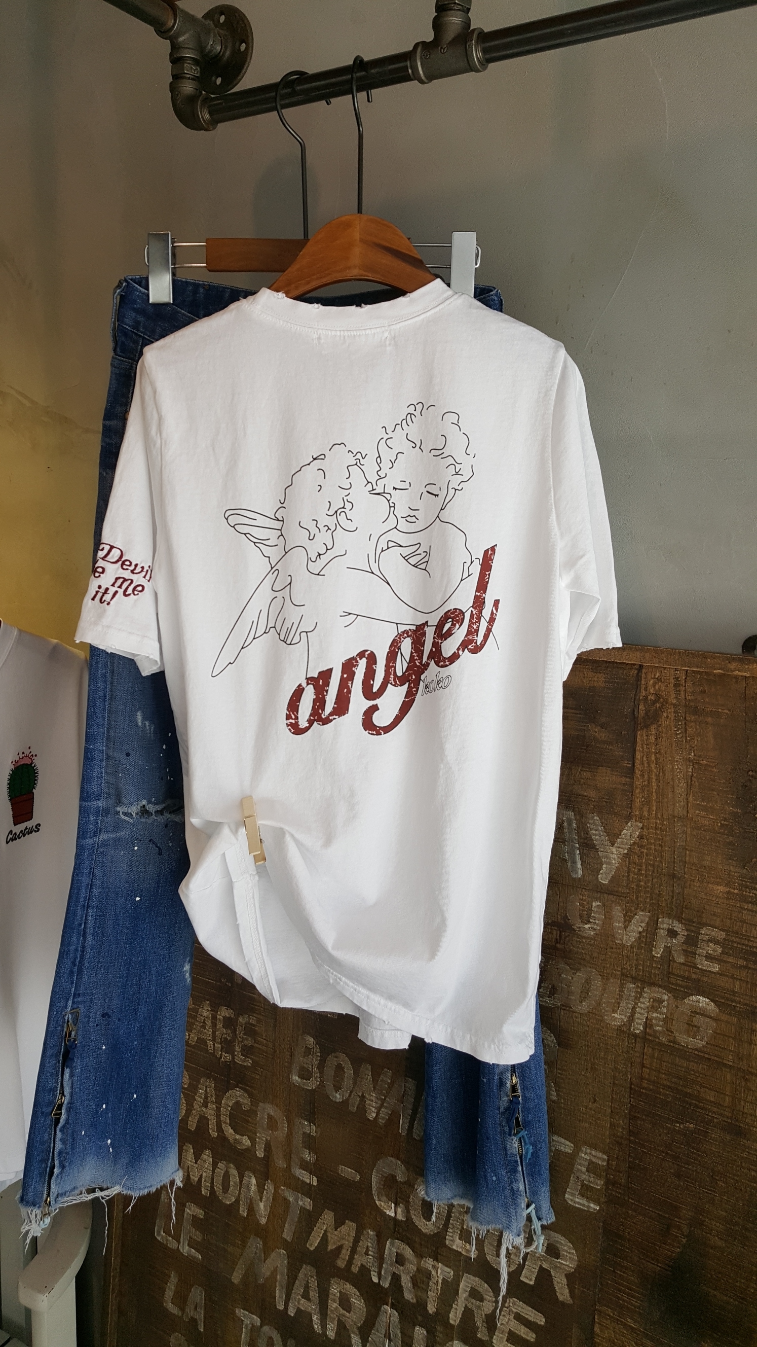 <b><p>Angel Letteri embroidy Short sleeves T-shi</p></b><b><p>エンジェル レタリング 刺繍 半袖 Tシャツ ガールフレンドコーディネート 断定</p></b><br /><br /><p align='center'>