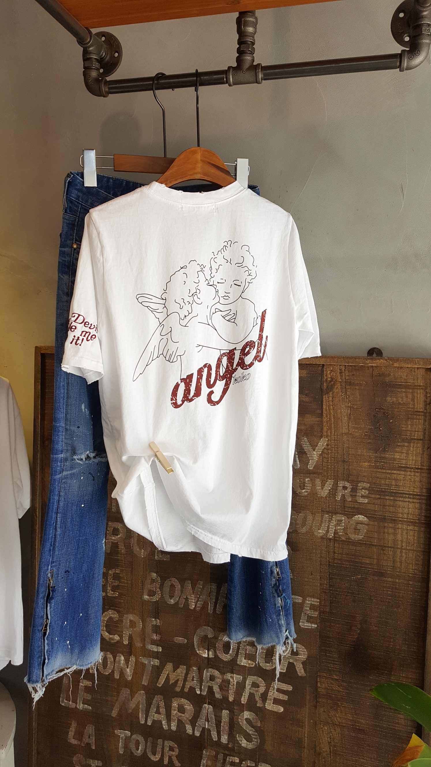 <b><p>Angel Letteri embroidy Short sleeves T-shi</p></b><b><p>エンジェル レタリング 刺繍 半袖 Tシャツ ガールフレンドコーディネート 断定</p></b><br /><br /><p align='center'>