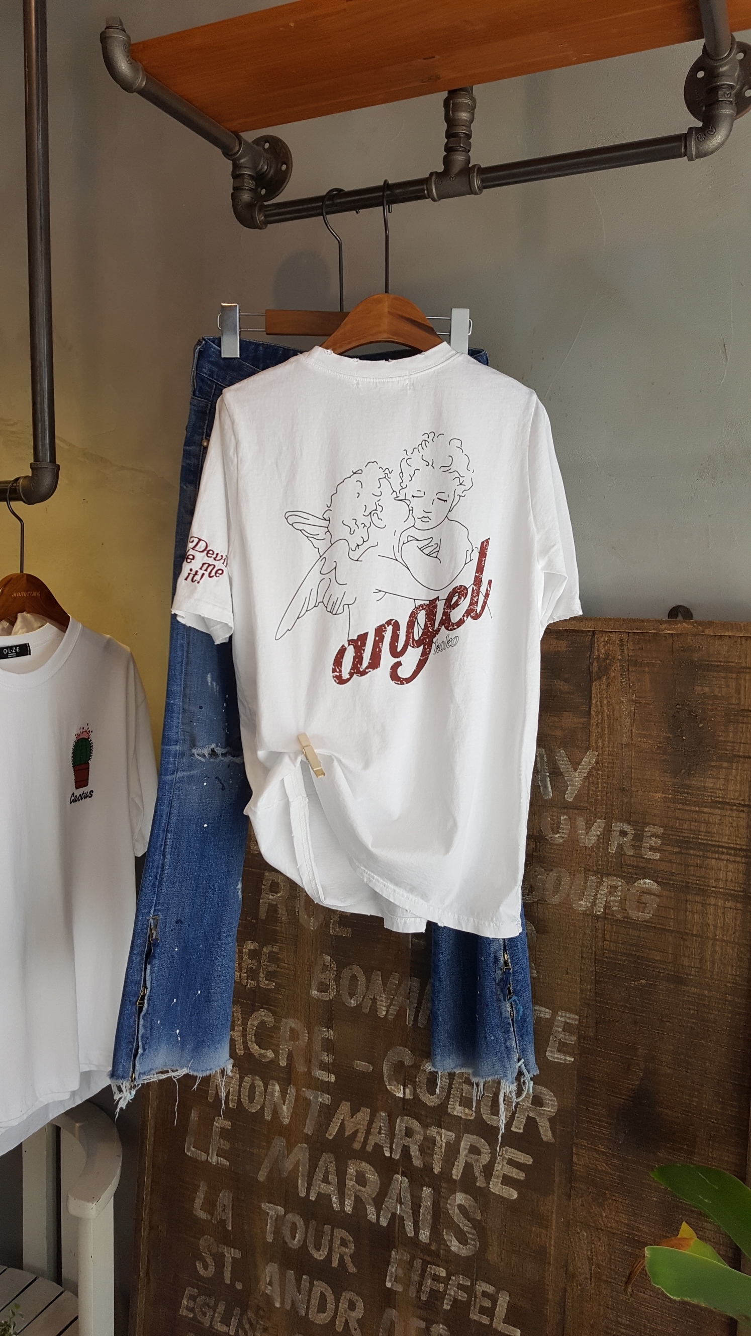 <b><p>Angel Letteri embroidy Short sleeves T-shi</p></b><b><p>エンジェル レタリング 刺繍 半袖 Tシャツ ガールフレンドコーディネート 断定</p></b><br /><br /><p align='center'>